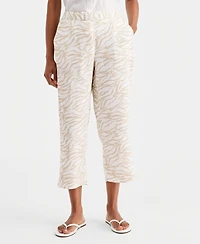 Charter Club Petite Linen Botanical Zebra-Print Cropped Pants, Macy's Exclusive