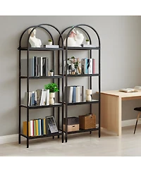 gaomon 4-Tier Modern Arched Bookshelf with Metal Frame, Tall Open Display Storage Rack