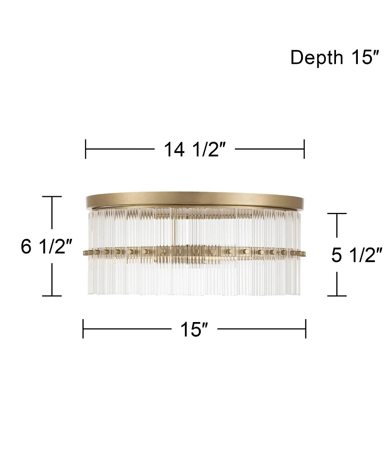 Possini Euro Design Possini Euro Emerson 15" Wide Matte Brass Glass 3-Light Ceiling Light