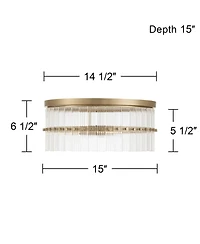 Possini Euro Design Possini Euro Emerson 15" Wide Matte Brass Glass 3-Light Ceiling Light