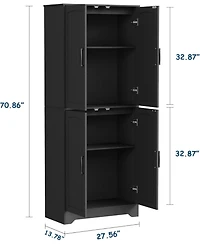 gaomon Farmhouse Kitchen Pantry Cabinet, 71" Tall Wood Storage Cabinet with 4 Doors & Adjustable Shelves, Freestanding Cupboard for Dining Room