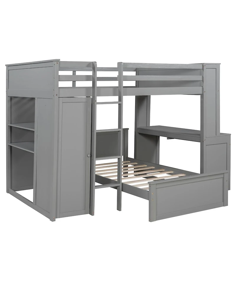 Streamdale Furniture Loft Bed With Twin Bed, Shelves, Desk