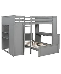 Streamdale Furniture Loft Bed With Twin Bed, Shelves, Desk