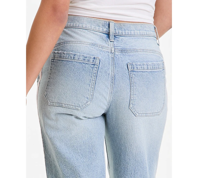 Celebrity Pink Juniors' Side-Striped Wide-Leg Jeans
