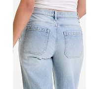Celebrity Pink Juniors' Side-Striped Wide-Leg Jeans
