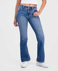 Celebrity Pink Juniors' Embroidered Flap-Pocket Flare-Leg Jeans