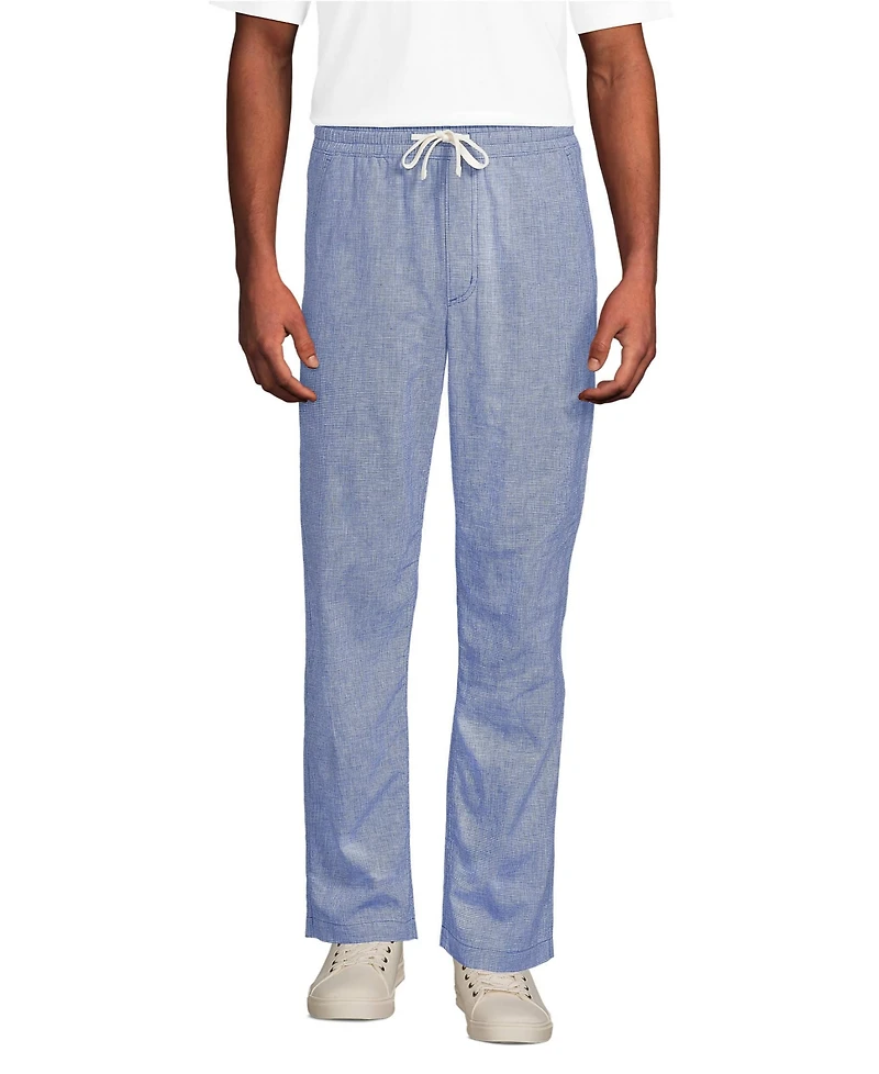 Lands' End Men's Linen Blend Pull On Deck Pant