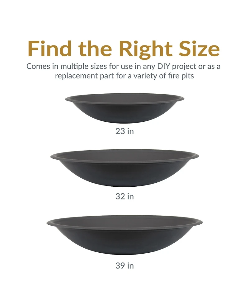 Outdoor Camping or Backyard Replacement Round Steel with Heat-Resistant Paint Finish Fire Pit Bowl