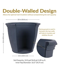 Anjelica 20" Double-Walled Polyresin Outdoor Planter with Uv-Resistant Slate Finish