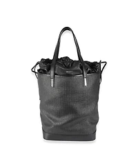 Pre-Owned Saint Laurent Black Linen Canvas Teddy Shopping Bag