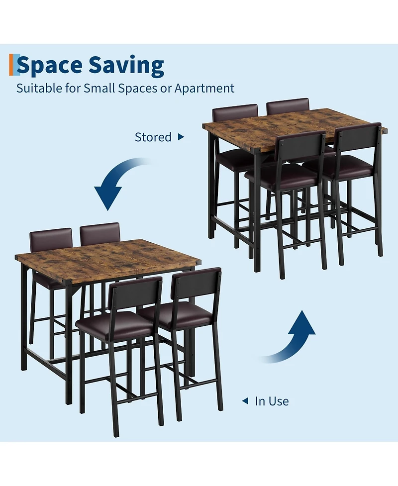 gaomon 2-Person Rustic Counter-Height Dining Table Set