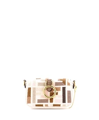Pre-Owned Fendi Nano Chain Baguette Charm Bag Zucca Embroidered Canvas