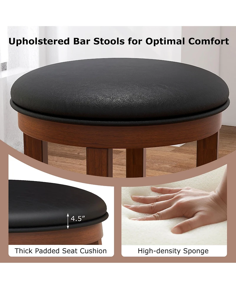 Gymax Upholstered Bar Stool Set of 4 25'' Counter Height Bar Chairs w/ Padded Cushion