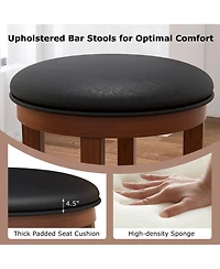 Gymax Upholstered Bar Stool Set of 4 25'' Counter Height Bar Chairs w/ Padded Cushion