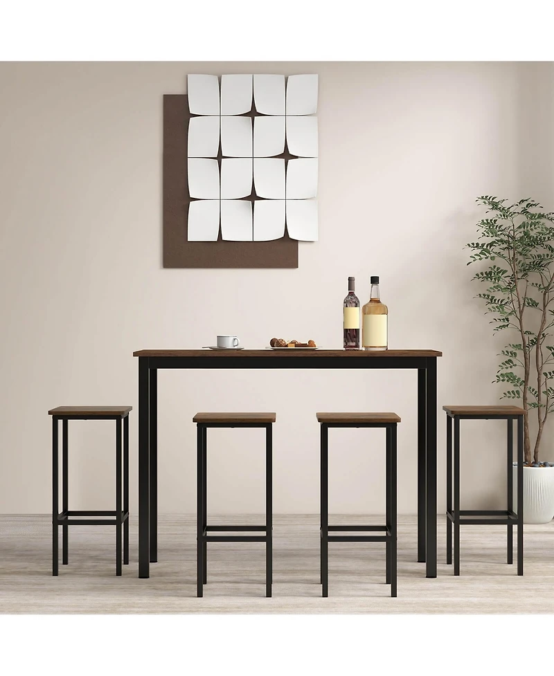 Gymax 4PCS 26'' Bar Stool Set w/Metal Frame Footrest Backless Counter Height Stool Brown
