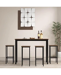 Gymax 4PCS 26'' Bar Stool Set w/Metal Frame Footrest Backless Counter Height Stool Brown