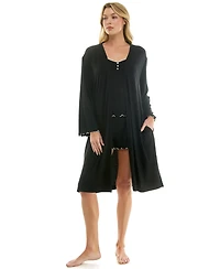 Sincerely Jules Women's Long-Sleeve Cardigan, Sleeveless Tank Top and Pull-On Shorts, 3Pc Set