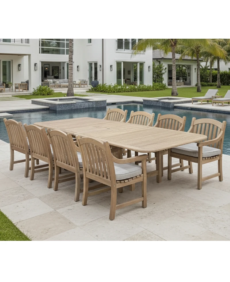 Bristol 9-Pc. Teak Wood Rectangle Extension Dining Set (Dining Table and Chairs, Created for Macy's