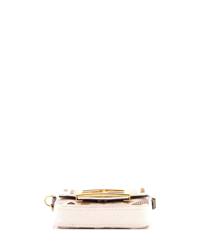 Pre-Owned Fendi Nano Chain Baguette Charm Bag Zucca Canvas