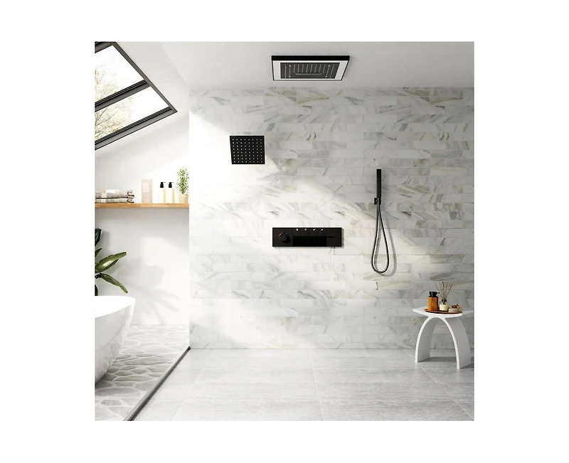 Casainc Rainfall Symphony 4-Function 12inch Dual Shower Head Pressure-Balanced Shower System with Bathtub Spout