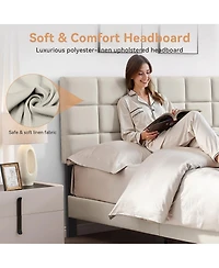 Sailvan Bed Frame with Fabric Upholstered Headboard