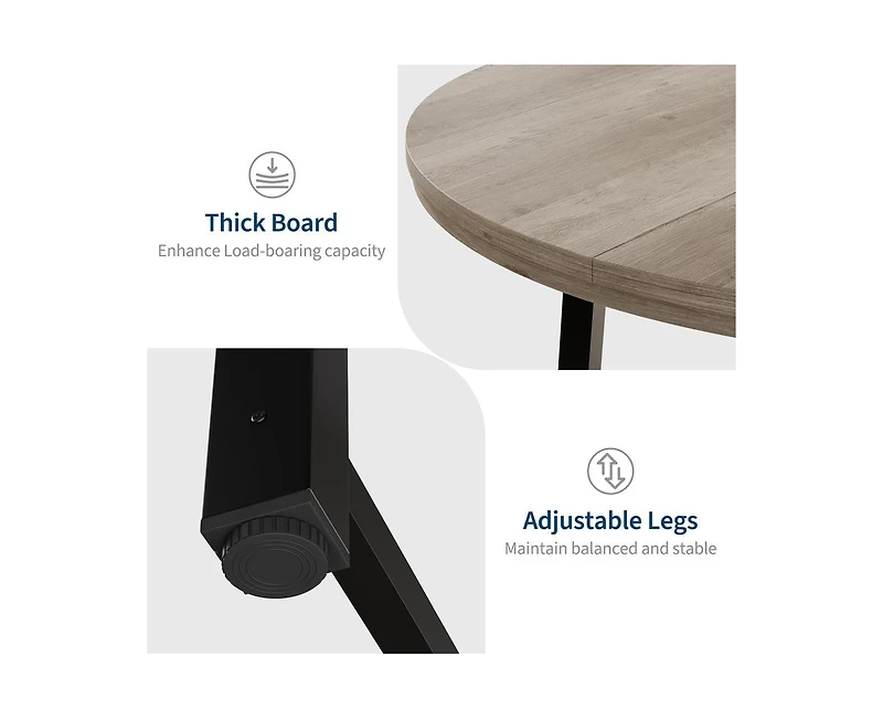 gaomon 4-Person Space-Saving Round Dining Table with Steel Legs