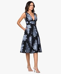 Betsy & Adam Petite Sleeveless V-Neck Midi Dress