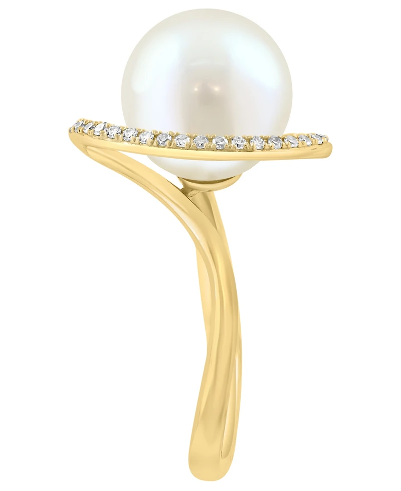 Effy Collection Freshwater Pearl (9.5mm) & Diamond (1/10 ct. t.w.) Ring in 14k White Gold