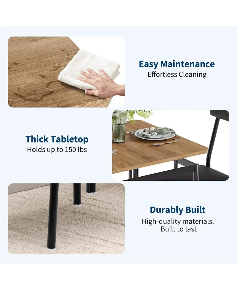 gaomon 3-Piece 2-Person Industrial Compact Dining Table Set