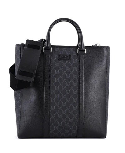 Pre-Owned Gucci Tall Convertible Tote Gg Coated Canvas and Leather