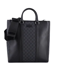 Pre-Owned Gucci Tall Convertible Tote Gg Coated Canvas and Leather