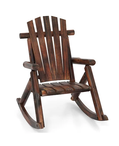 Gouun Adirondack Rocking Chair with Slatted Seat Fir and Pine Wood