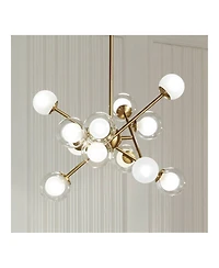 Possini Euro Design Davis Gold Sputnik Chandelier Modern Led Clear Frosted Glass 12-Light Fixture for Dining Room