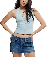 Free People Women's Lainey Low-Rise Cotton Mini Denim Skirt