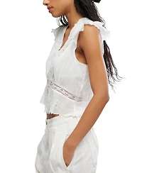 Free People Women's Day Dreamer V-Neck Cap-Sleeve Cotton Top