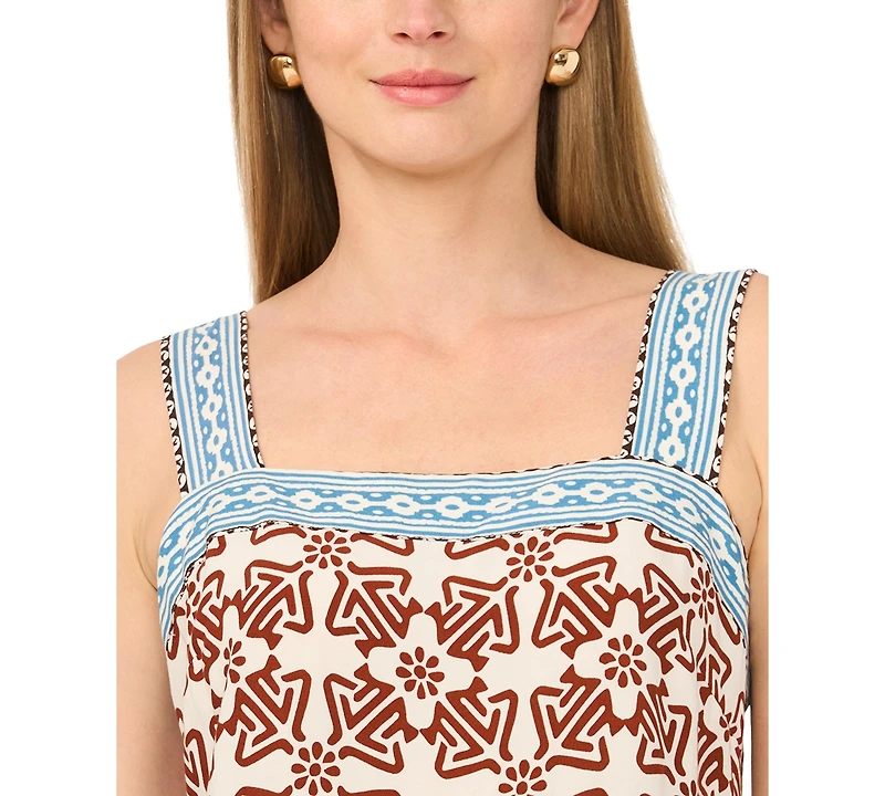 Vince Camuto Women's Square Neck Smocked Back Maxi Dress
