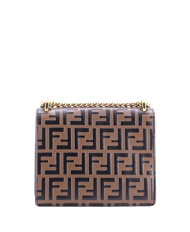 Pre-Owned Fendi Small Kan U Shoulder Bag Zucca Embossed Leather