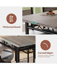 gaomon 5 Piece Dining Table Set for 4, Wooden Industrial Rectangular Kitchen Dinner Table w/ 4 Upholstered High Back Chairs Set, Sturdy Metal Frame