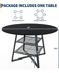 gaomon Dining Room Round Table Set for 4-6, Circle Kitchen Dining Table with Metal Base, 42 Inch Wooden Round DiningTable, Wood Kitchen Tables