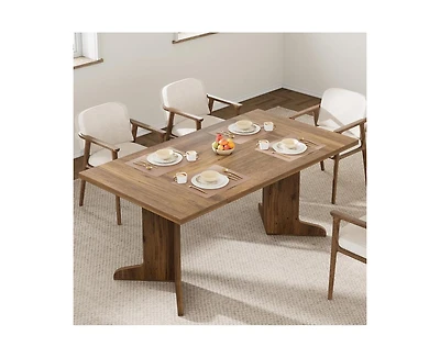 gaomon 6-8 Person Farmhouse Rectangular Dining Table with V-Legs