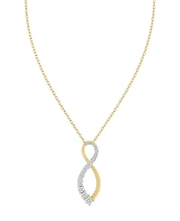 Diamond & Polished Bead Infinity Pendant Necklace (1/3 ct. t.w.) in 10k Gold, 16" + 2" extender