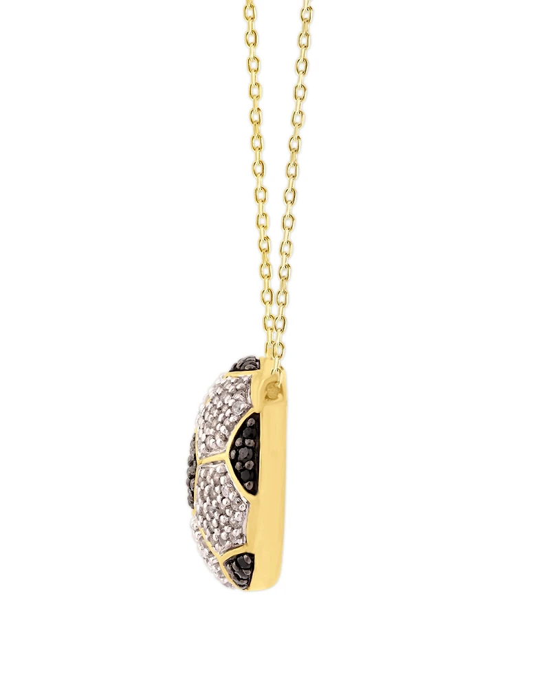 Macy's White Diamond (1/5 ct. t.w.) & Black Diamond (1/10 ct. t.w) Necklace in 10K Yellow Gold