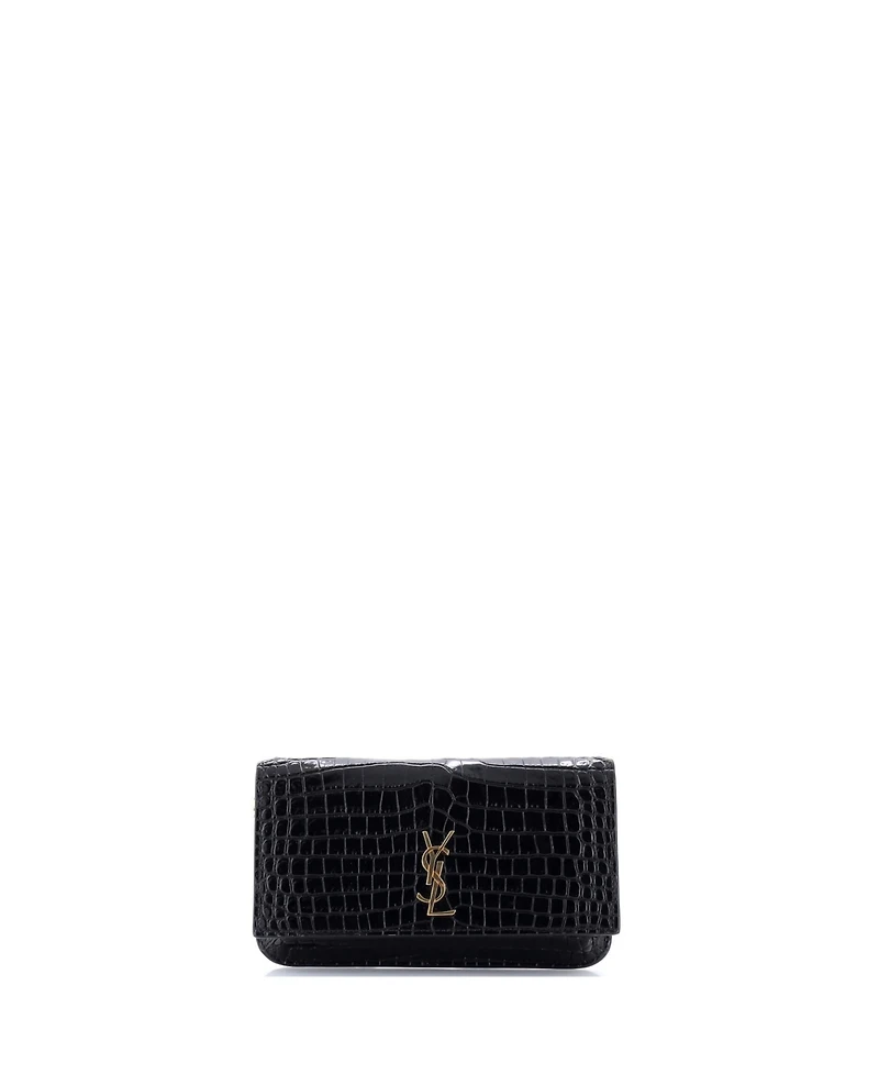Pre-Owned Saint Laurent Classic Monogram Phone Holder Shoulder Bag Embossed Leather