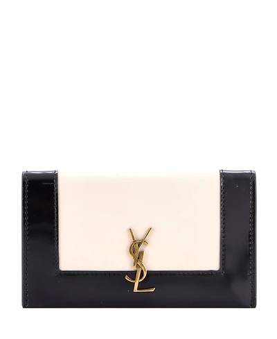 Pre-Owned Saint Laurent Bicolor Monogram Wallet Leather and Patent