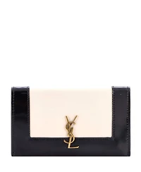Pre-Owned Saint Laurent Bicolor Monogram Wallet Leather and Patent