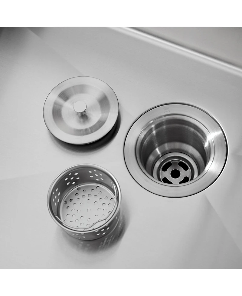 Busdays Stainless Steel Kitchen Sink, 33x22 Single Bowl, Overmount Handmade Sink in Brushed, with Cutting Board, Colander, Grid, Ls-SSBR01