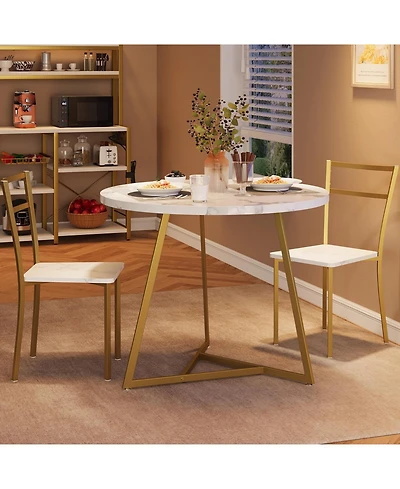 gaomon Dining Table Set for 2, Kitchen Table and Chairs for 2, Modern Round Kitchen Table Set, 3 Piece Dining Room Table Set