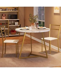 gaomon Dining Table Set for 2, Kitchen Table and Chairs for 2, Modern Round Kitchen Table Set, 3 Piece Dining Room Table Set