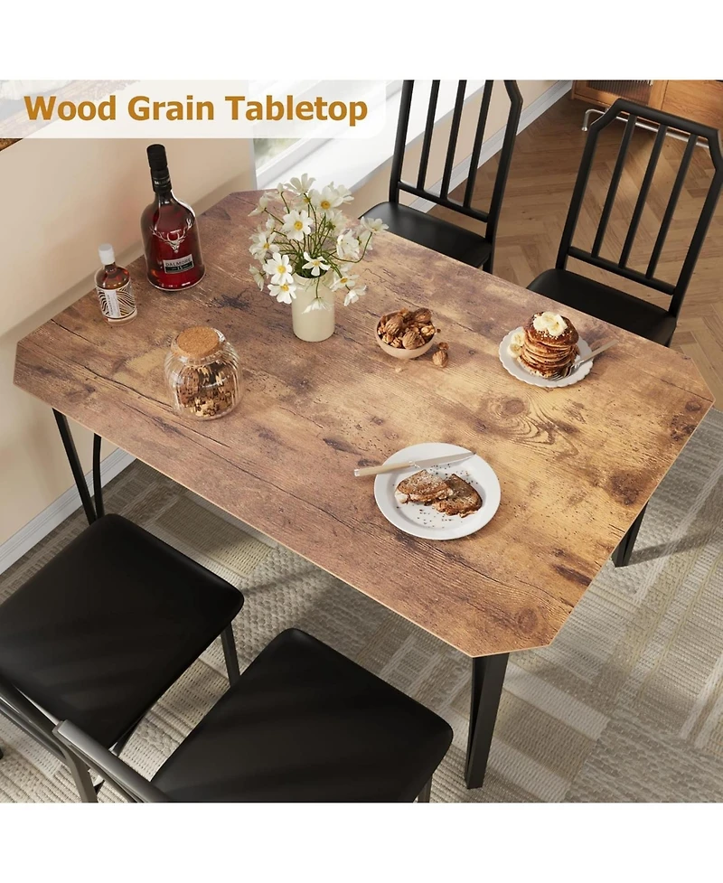 gaomon Dining Table Set for 4, Kitchen Table and Chairs for 4 with with Chamfer Design, 5 Piece Dining Room Table Set with Cushion Seats