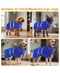 Aronkl Dog Bathrobe Quick Drying Super Absorbent Soft Warm Adjustable Machine Washable Pet Towel Supplies
